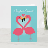 Cute Lesbian Flamingo Wedding Congratulations