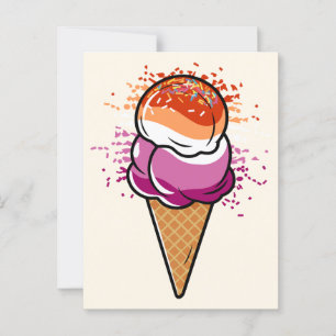 Cute Lesbian Sapphic LGBT Pride Flag Ice Cream Postcard