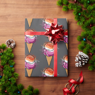 Cute Lesbian Sapphic LGBT Pride Flag Ice Cream Wrapping Paper
