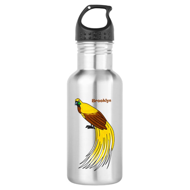 Cute lesser bird of paradise illustration 532 ml water bottle (Front)