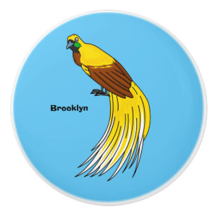 Cute lesser bird of paradise illustration ceramic knob