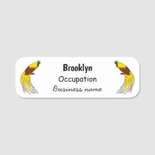 Cute lesser bird of paradise illustration name tag