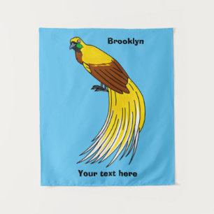 Cute lesser bird of paradise illustration tapestry