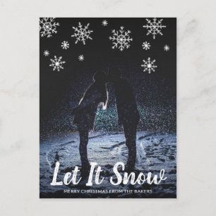 Cute Let It Snow Snowflakes Photo Christmas Holiday Postcard