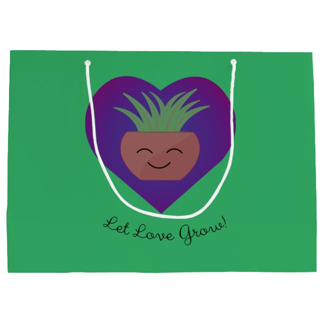 Cute Let Love Grow Aloe Large Gift Bag (Back)