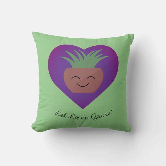 Cute Let Love Grow Aloe Throw Pillow (Front)