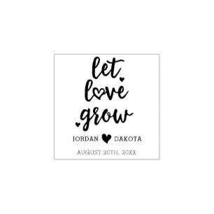 Cute Let Love Grow   Wedding Hearts Save The Date Rubber Stamp