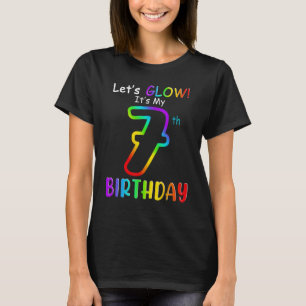 Cute Let's Glow It's My Seven 7th Birthday Rainbow T-Shirt