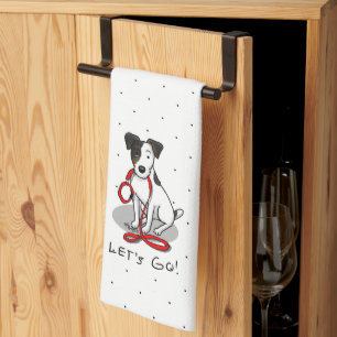 Cute Let's Go! Jack Russell Terrier (tri-colour 1) Kitchen Towel