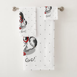Cute Let's Go! Japanese Chin Dog (tri-color 1) Bath Towel Set