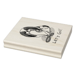 Cute Let's Go! Japanese Chin Dog (tri-color 1) Rubber Stamp