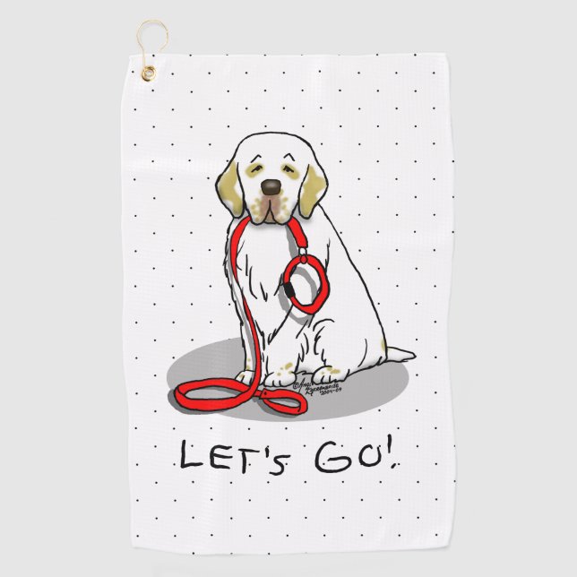 Cute Let's Go! Walk Clumber Spaniel Dog (lemon 1) Golf Towel (Front)
