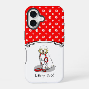 Cute Let's Go! Walk Clumber Spaniel Dog (lemon 1) iPhone 16 Case