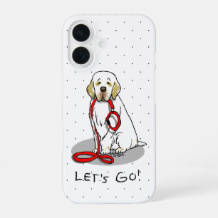 Cute Let's Go! Walk Clumber Spaniel Dog (lemon 1) iPhone 16 Case