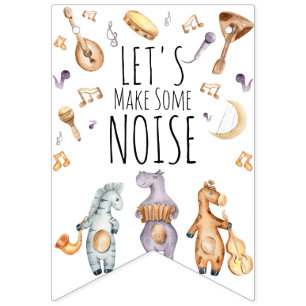 Cute Lets Make Some Noise African Animals Birthday Bunting Flags