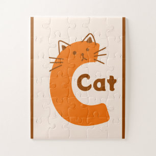 Cute Letter "C" Cat Alphabet Art Print Jigsaw Puzzle