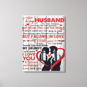 Cute Letter for Husband To My Husband Present Canvas Print