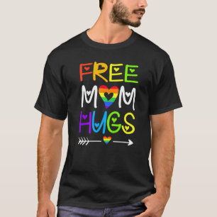 Cute Letter Free Mom Hugs Rainbow Heart Lgbt Pride T-Shirt