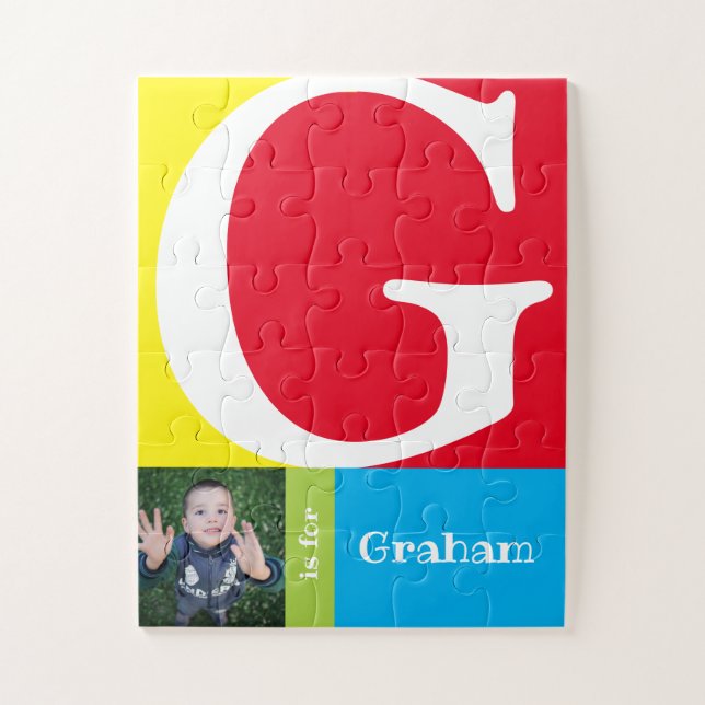 Cute Letter G Kids Photo and Name Jigsaw Puzzle (Vertical)