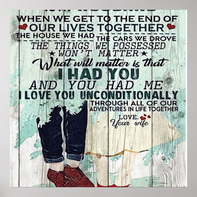 Cute Letter To Husband | Cool Design Gift | Poster (Front)