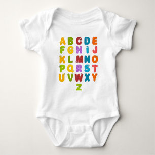 Cute Letters Funny Learning Alphabet Rainbow Colou Baby Bodysuit