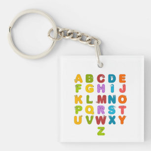 Cute Letters Funny Learning Alphabet Rainbow Colou Keychain