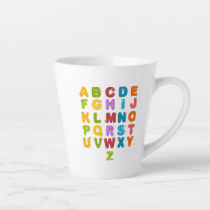 Cute Letters Funny Learning Alphabet Rainbow Colou Latte Mug