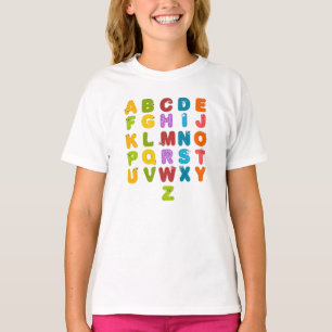 Cute Letters Funny Learning Alphabet Rainbow Colou T-Shirt