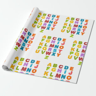 Cute Letters Funny Learning Alphabet Rainbow Colou Wrapping Paper