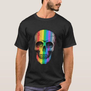 Cute LGBT Gay Pride Skull Rainbow Halloween T-Shirt