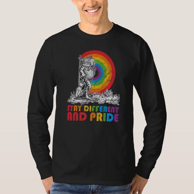 Cute Lgbt Pride Frog Stay Different And Pride T-Shirt (Front)