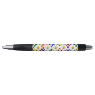 Cute LGBT Proud Rainbow Bee and Flowers Pen