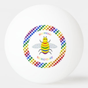 Cute LGBT Proud Rainbow Bee and Flowers Ping Pong Ball