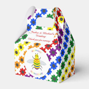 Cute LGBT Proud Rainbow Bee and Flowers Wedding Favor Box