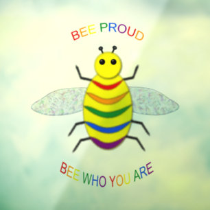 Cute LGBT Proud Rainbow Bee Window Cling
