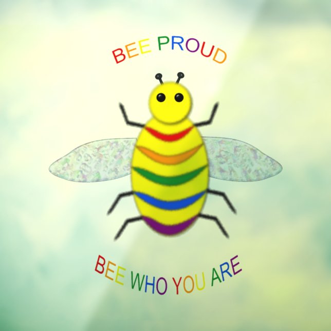 Cute LGBT Proud Rainbow Bee Window Cling (Sheet 3)