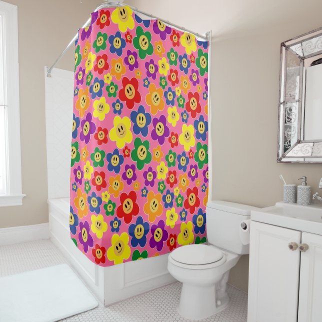 Cute LGBT Rainbow Flower Pattern - Pink (In Situ)