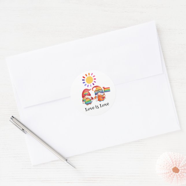 Cute LGBTQ Colourful Rainbow Classic Round Sticker (Envelope)
