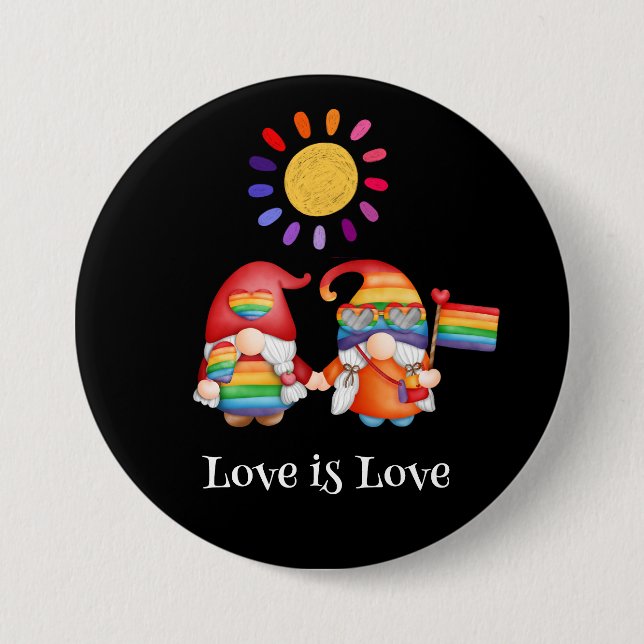 Cute LGBTQ Love is Love Quote Colourful Rainbow   3 Inch Round Button (Front)