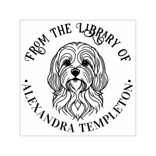 Cute Lhasa Apso Dog Head Library Book Name Self-inking Stamp