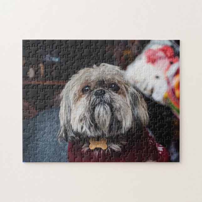 Cute lhasa apso puppy at Christmas b Jigsaw Puzzle (Horizontal)