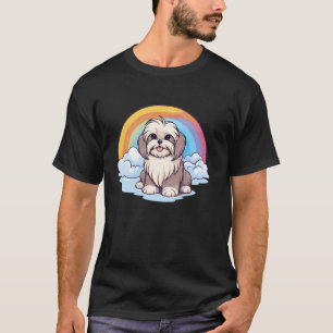 Cute Lhasa Apso Rainbow Cloud Kawaii Puppy Dog Lon T-Shirt