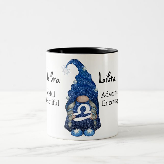 Cute Libra Gnome Zodiac Sign  Two-Tone Coffee Mug (Center)