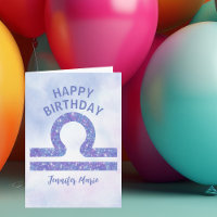 Cute Libra Sign Custom Purple Happy Birthday