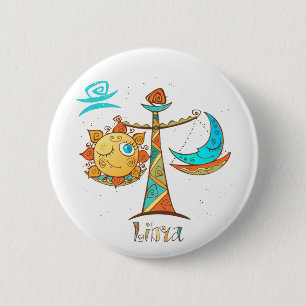 Cute Libra Sun and Moon Scales 2 Inch Round Button