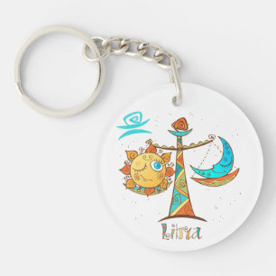 Cute Libra Sun and Moon Scales Keychain