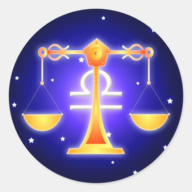 Cute Libra Zodiac Classic Round Sticker (Front)