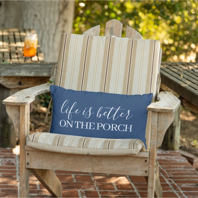 Cute Life Is Better On The Porch Quote Word Art Lumbar Pillow (Chair)