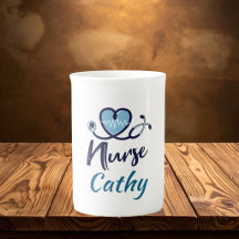 Cute Life Line  Nurse Blue Heart Personalize 
