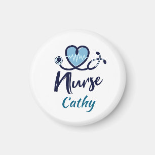 Cute Life Line  Nurse Blue Heart Personalize  Magnet